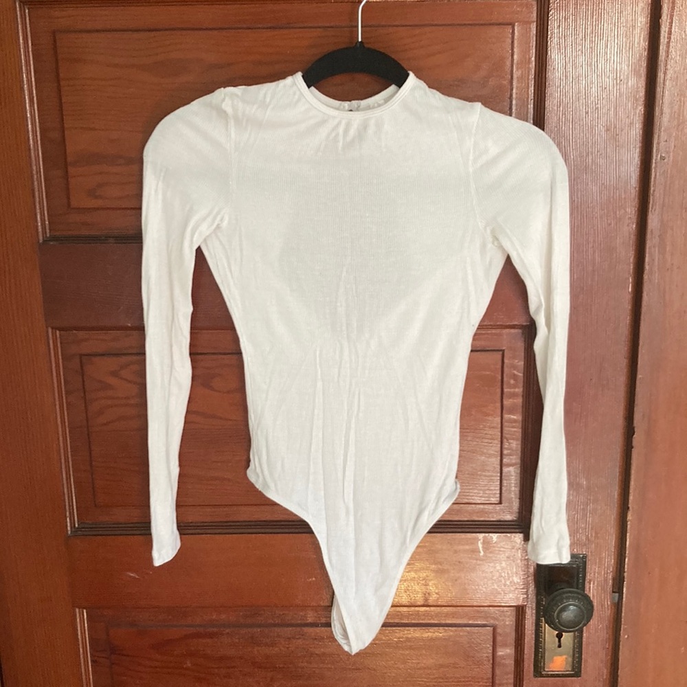 White long sleeve American apparel bodysuit
